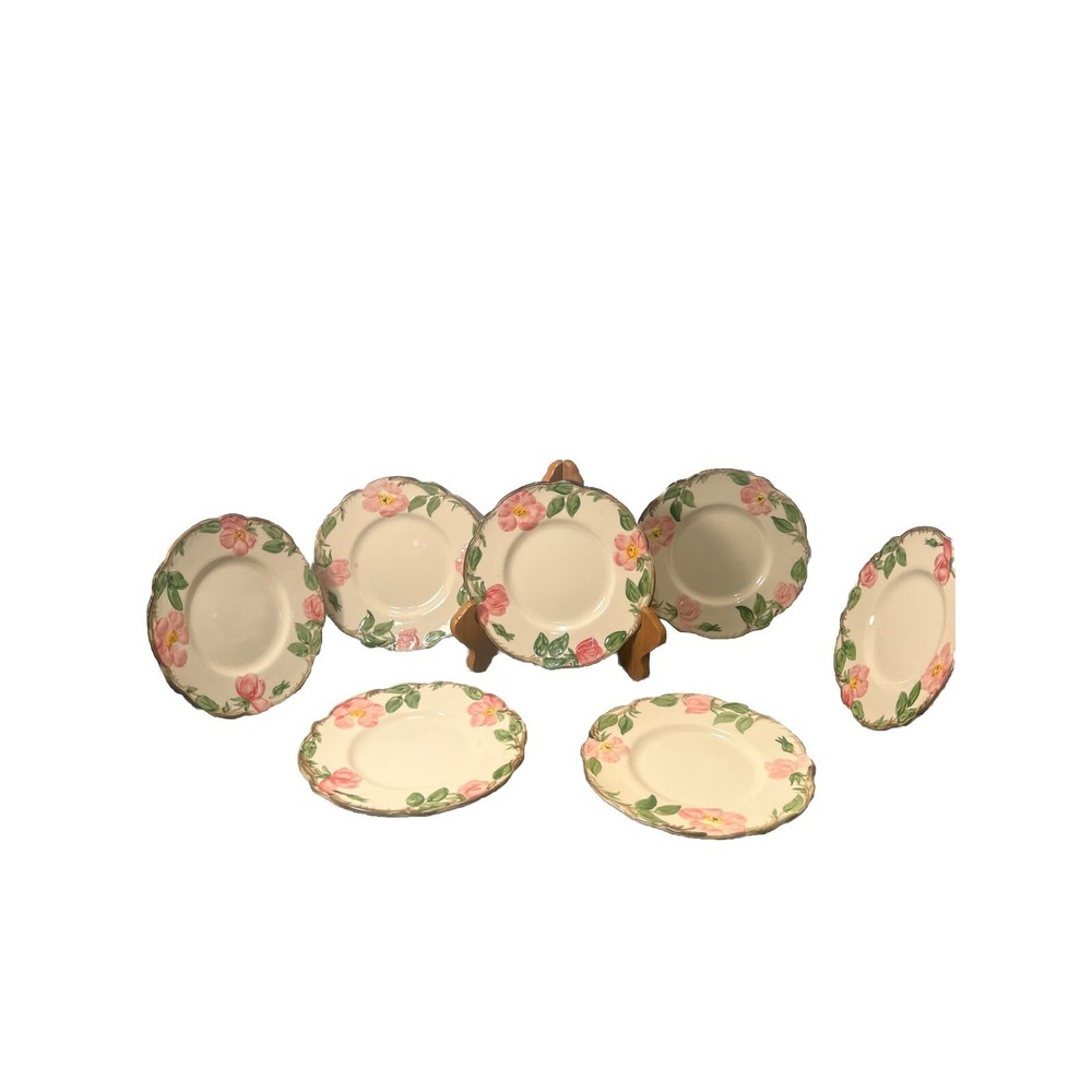 VINTAGE SET OF 7* FRANCISCAN DESERT ROSE CERAMIC * DESSERT PLATES * FLORAL